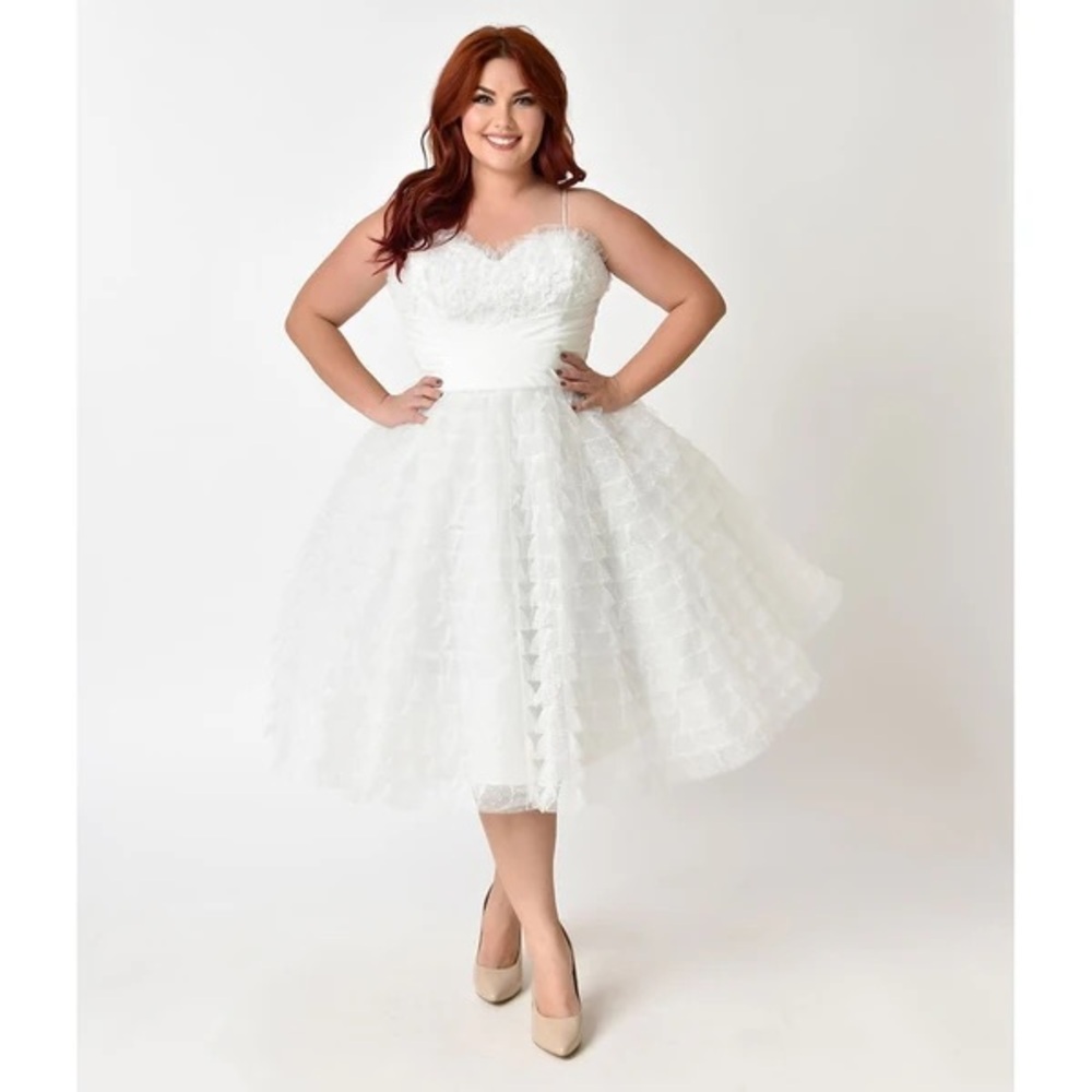 RARE Unique Vintage White Cupcake Ruffle Dress Wedding Bridal 3X 20